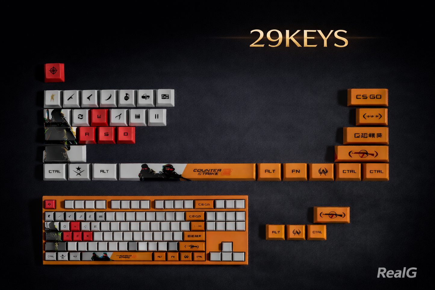 Custom CS2-Inspired Keycaps – Pro Gamer Edition (14 / 29 / Full Set)