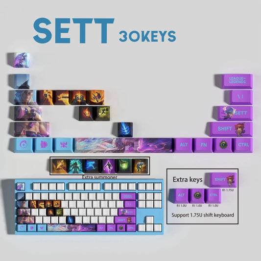 League of Legends Sett Keycaps – Mechanical Keyboard Gaming Keycap Set (30 / 14 / 12 Keys) | PixelCaps