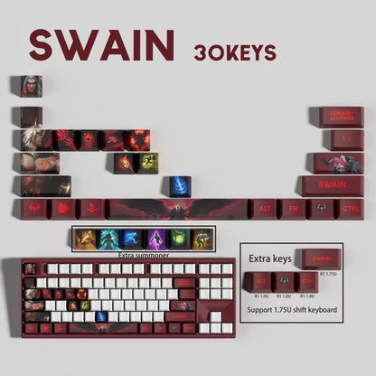 League of Legends Swain Keycaps – Mechanical Keyboard Gaming Keycap Set (30 / 14 / 12 Keys) | PixelCaps