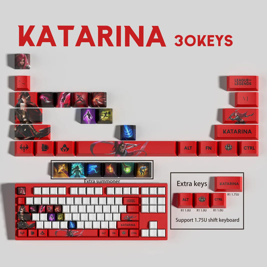 SPECIAL EDITION PixelCaps Katarina KEYCAPS – 30, 14, 12 keys
