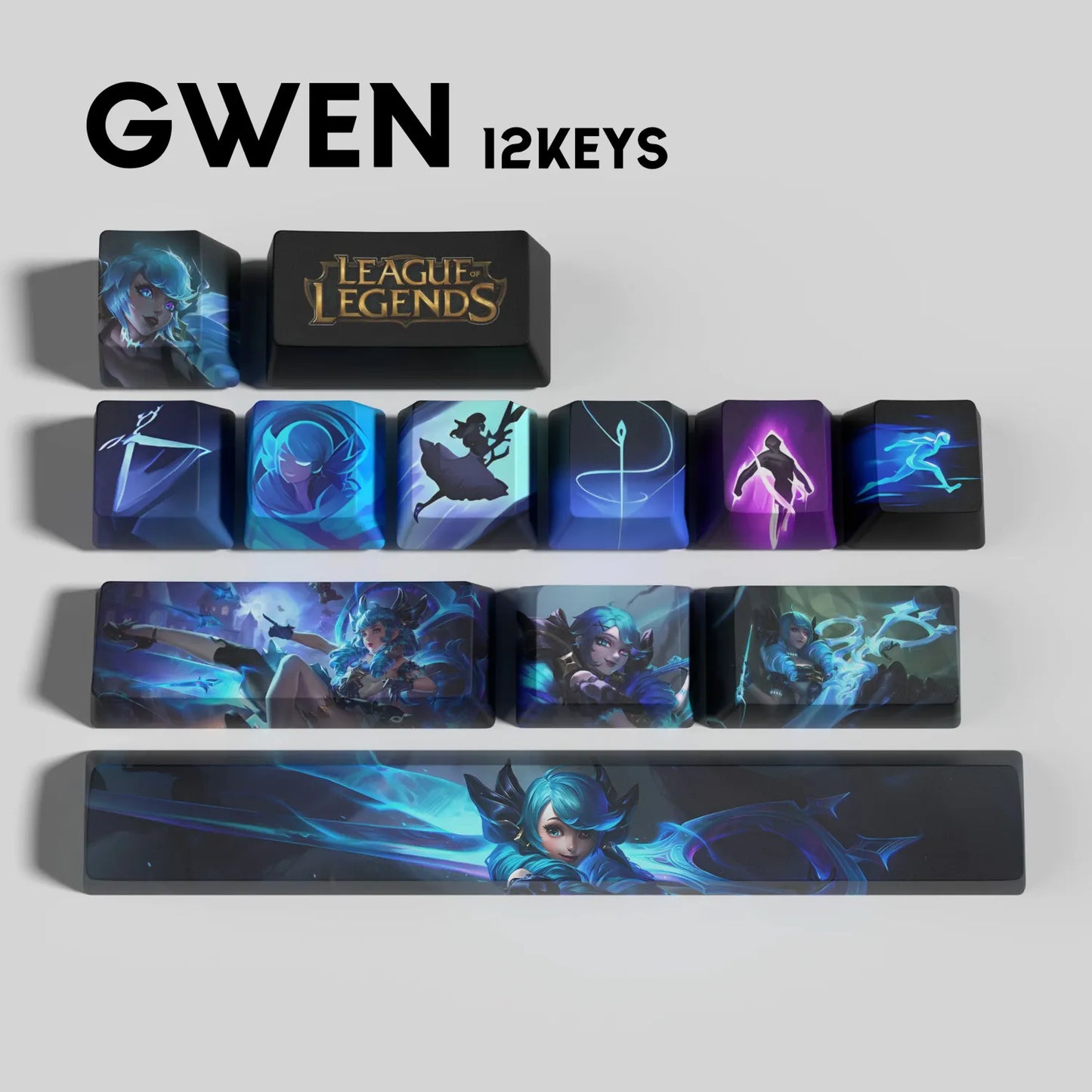 League of Legends Gwen Keycaps – Mechanical Keyboard Gaming Keycap Set (30 / 14 / 12 Keys) | PixelCaps