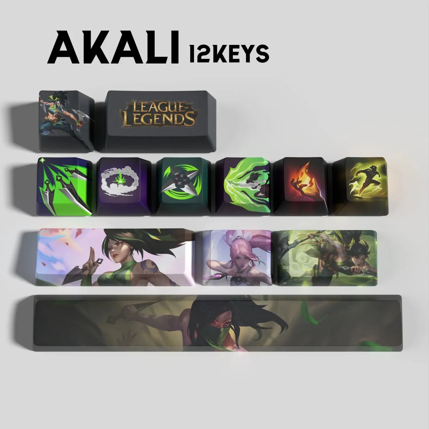 League of Legends Akali Keycaps – Mechanical Keyboard Gaming Keycap Set (30 / 14 / 12 Keys) | PixelCaps