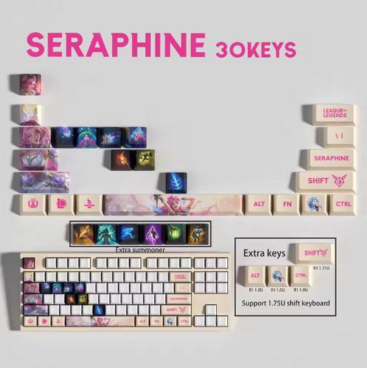 SPECIAL EDITION PixelCaps Seraphine KEYCAPS – 30,14, 12 Keys