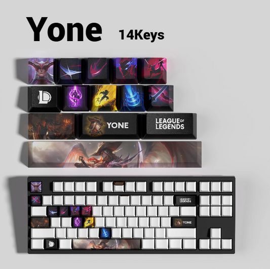League of Legends Yone Keycaps – Mechanical Keyboard Gaming Keycap Set (30 / 14 / 12 Keys) | PixelCaps