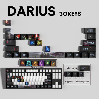 League of Legends Darius Keycaps – Mechanical Keyboard Gaming Keycap Set (30 / 14 / 12 Keys) | PixelCaps