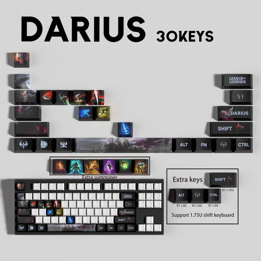 League of Legends Darius Keycaps – Mechanical Keyboard Gaming Keycap Set (30 / 14 / 12 Keys) | PixelCaps