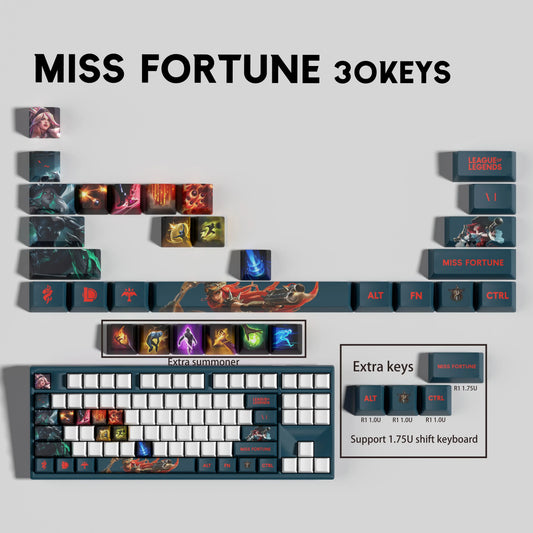 League of Legends Miss Fortune Keycaps – Mechanical Keyboard Gaming Keycap Set (30 / 14 Keys) | PixelCaps