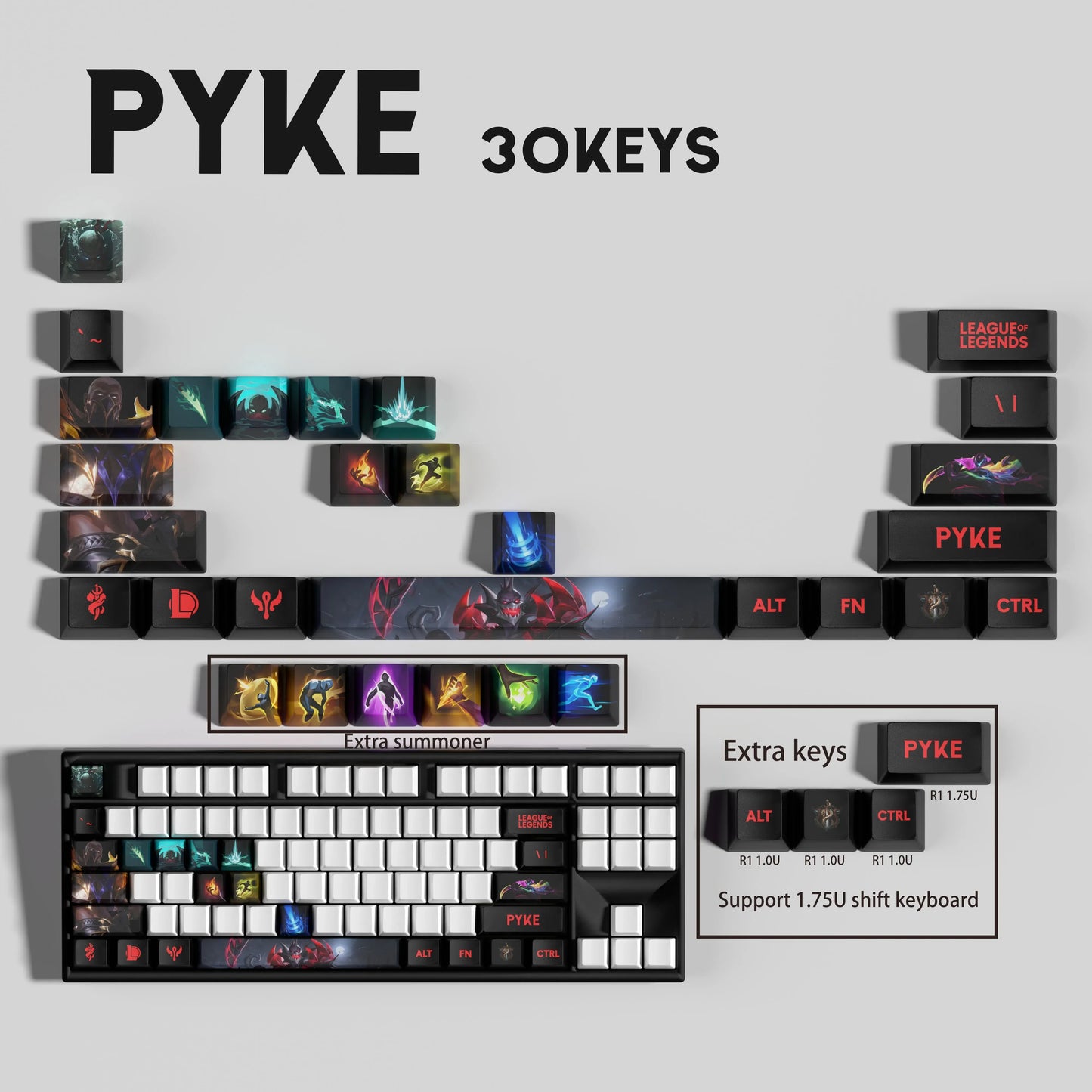 League of Legends Pyke Keycaps – Mechanical Keyboard Gaming Keycap Set (30 / 14 / 12 Keys) | PixelCaps