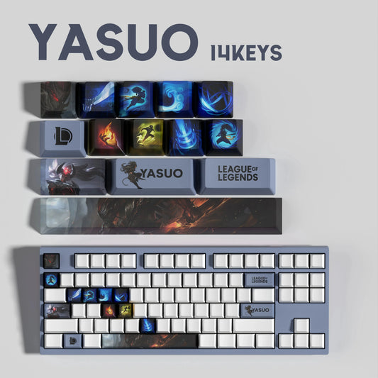 League of Legends Yasuo Keycaps – Mechanical Keyboard Gaming Keycap Set (30 / 14 / 12 Keys) | PixelCaps