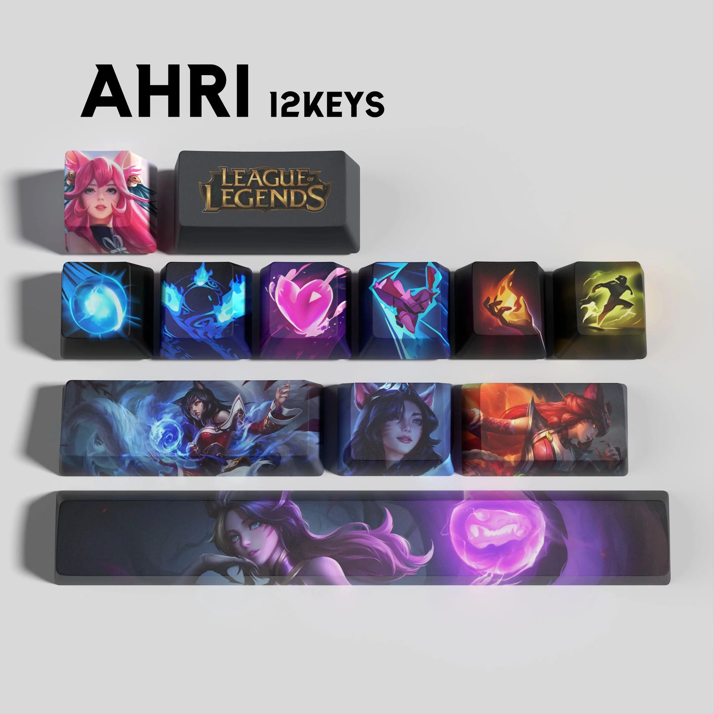 League of Legends Ahri Keycaps – Mechanical Keyboard Gaming Keycap Set (30 / 14 / 12 Keys) | PixelCaps