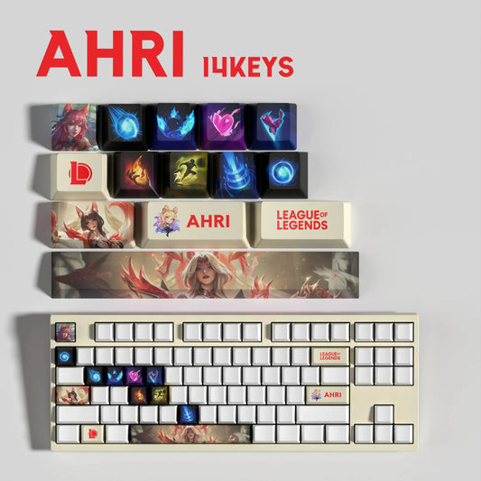 League of Legends Ahri Keycaps – Mechanical Keyboard Gaming Keycap Set (30 / 14 / 12 Keys) | PixelCaps