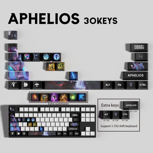 League of Legends Aphelios Keycaps – Mechanical Keyboard Gaming Keycap Set (30 / 14 / 12 Keys) | PixelCaps