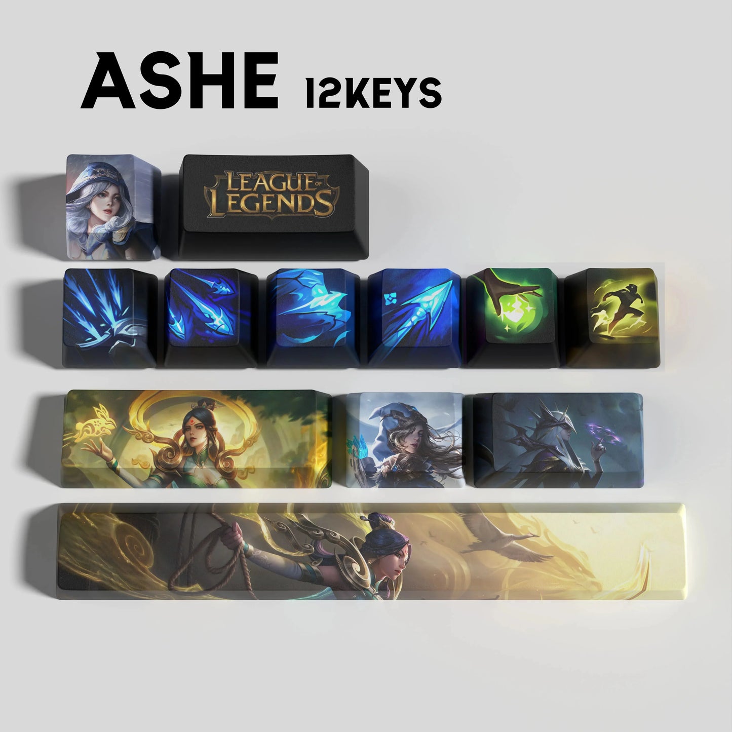 League of Legends Ashe Keycaps – Mechanical Keyboard Gaming Keycap Set (30 / 14 / 12 Keys) | PixelCaps