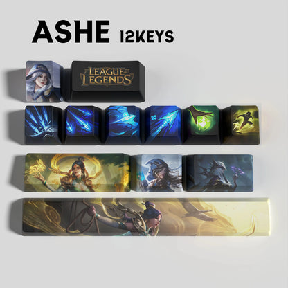 League of Legends Ashe Keycaps – Mechanical Keyboard Gaming Keycap Set (30 / 14 / 12 Keys) | PixelCaps