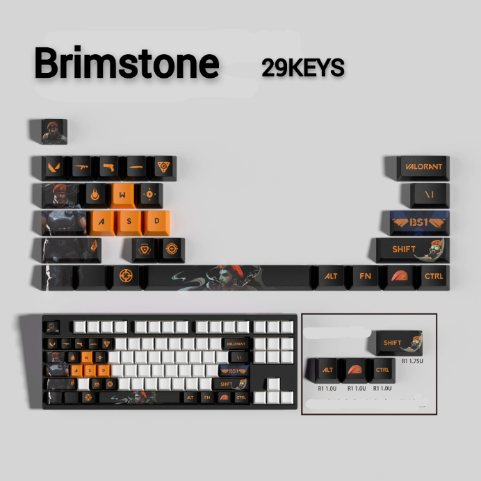 Valorant Brimstone Keycaps – Custom Mechanical Keyboard Keycap Set (29/14 Keys) | PixelCaps