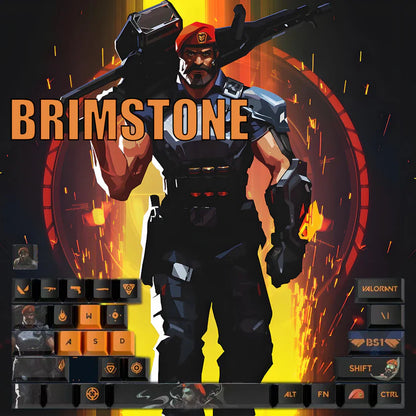 Valorant Brimstone Keycaps – Custom Mechanical Keyboard Keycap Set (29/14 Keys) | PixelCaps