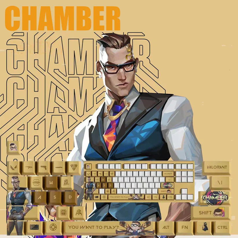 Valorant Chamber Keycaps – Mechanical Keyboard Keycap Set for Gaming (29/14 Keys) | PixelCaps