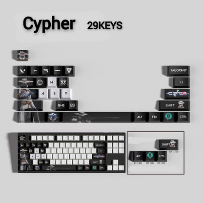 Valorant Cypher Keycaps – Gaming Mechanical Keyboard Keycap Set (29/14 Keys) | PixelCaps