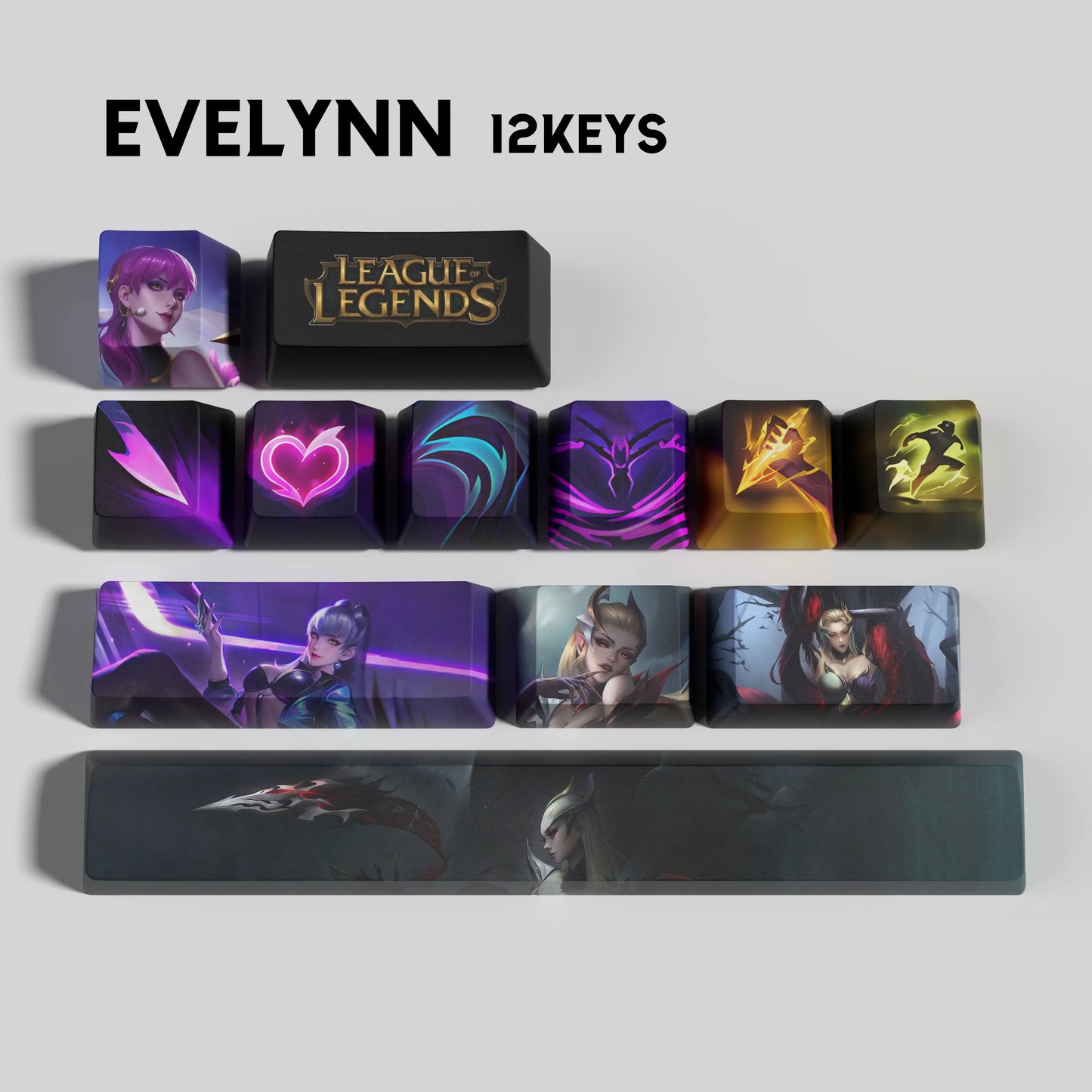 League of Legends Evelynn Keycaps – Mechanical Keyboard Gaming Keycap Set (30 / 14 / 12 Keys) | PixelCaps