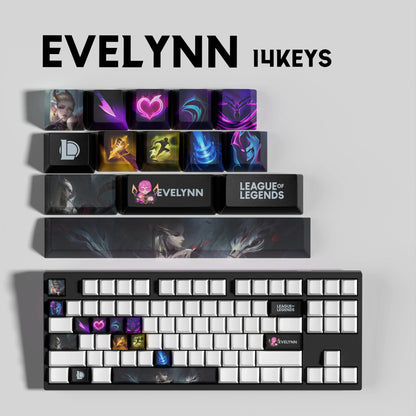 League of Legends Evelynn Keycaps – Mechanical Keyboard Gaming Keycap Set (30 / 14 / 12 Keys) | PixelCaps