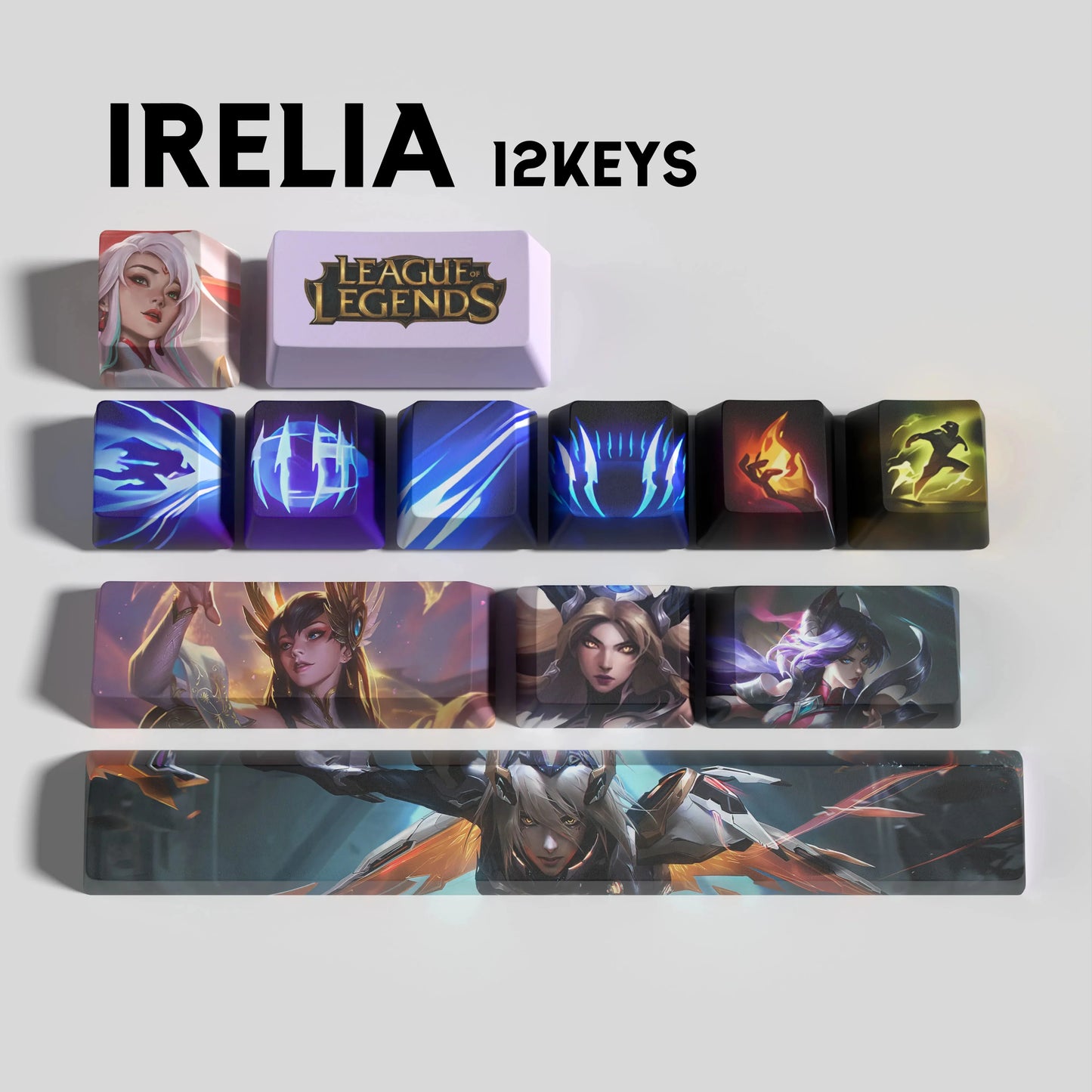 League of Legends Irelia Keycaps – Mechanical Keyboard Gaming Keycap Set (30 / 14 / 12 Keys) | PixelCaps