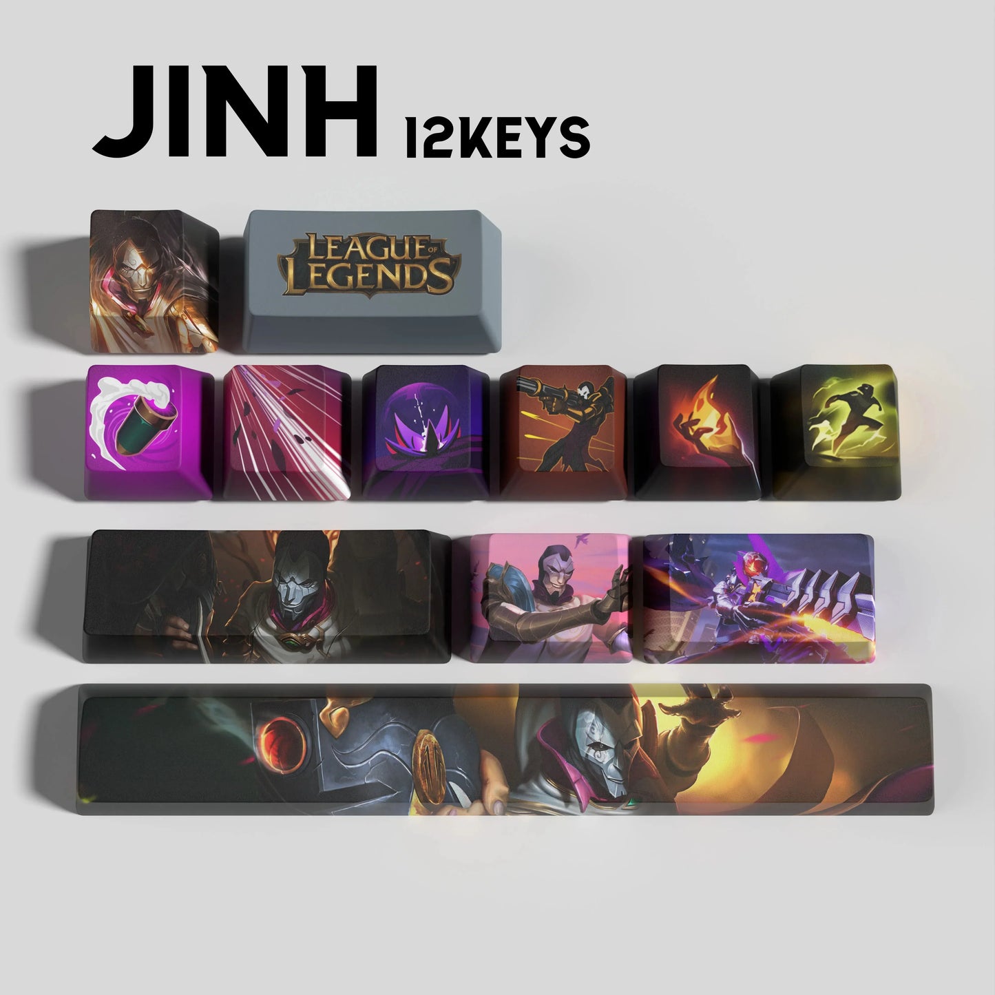 League of Legends Jhin Keycaps – Mechanical Keyboard Gaming Keycap Set (30 / 14 / 12 Keys) | PixelCaps