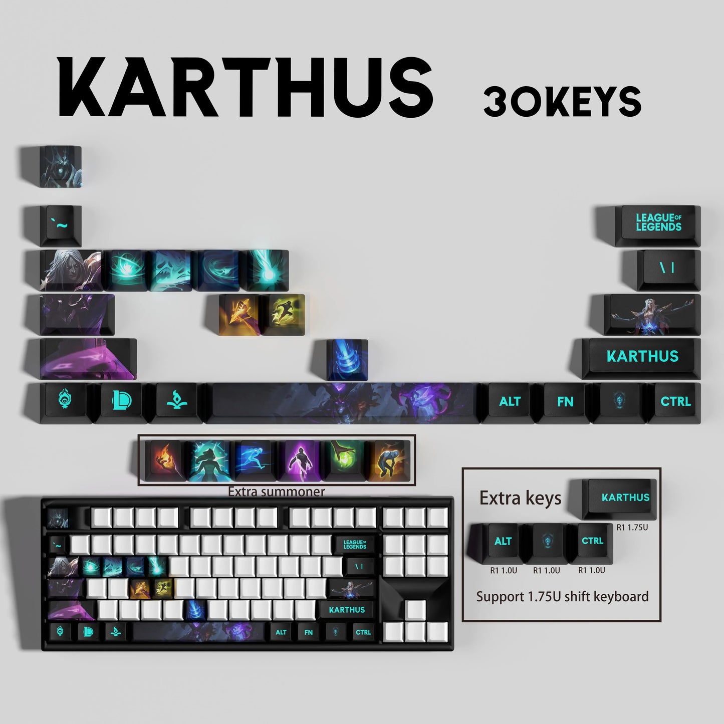 League of Legends Karthus Keycaps – Mechanical Keyboard Gaming Keycap Set (30 / 14 Keys) | PixelCaps
