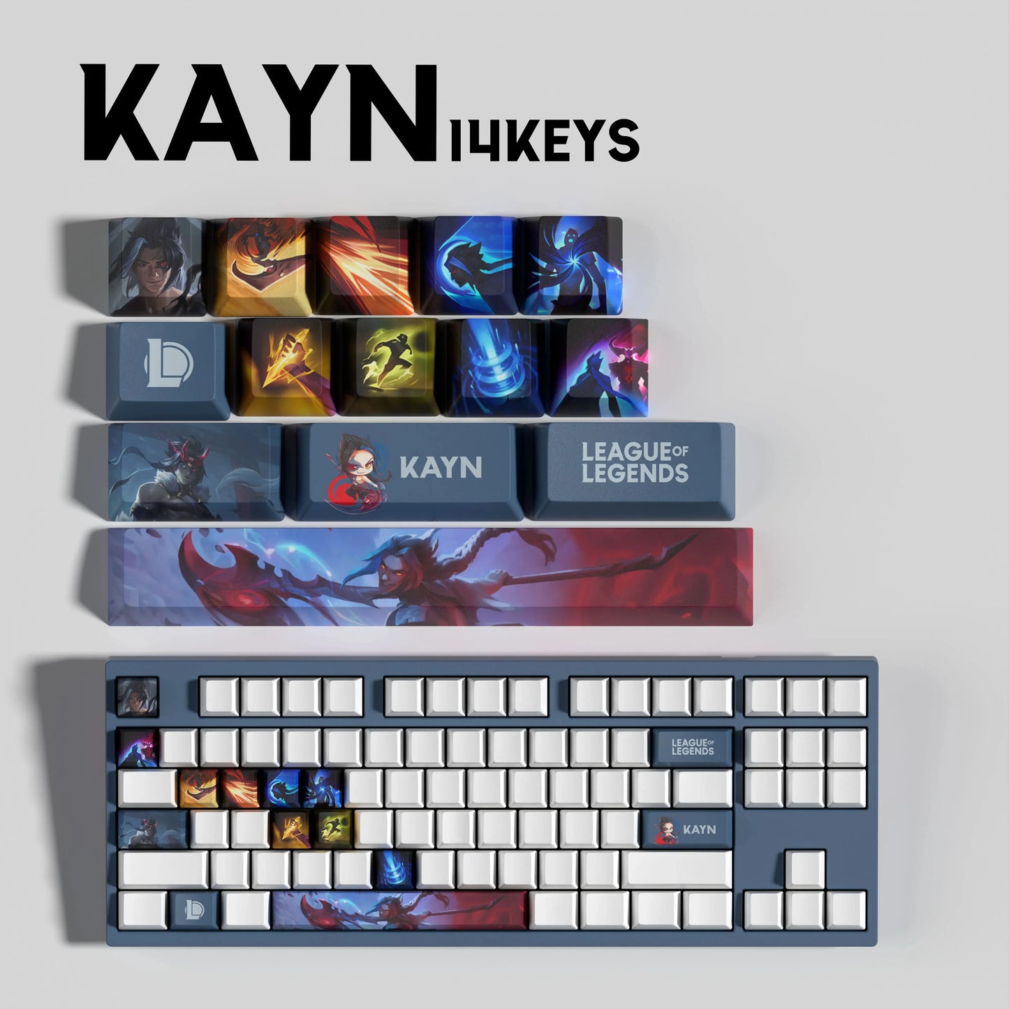 League of Legends Kayn Keycaps – Mechanical Keyboard Gaming Keycap Set (30 / 14 / 12 Keys) | PixelCaps