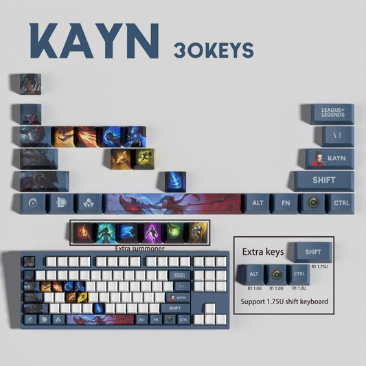 League of Legends Kayn Keycaps – Mechanical Keyboard Gaming Keycap Set (30 / 14 / 12 Keys) | PixelCaps
