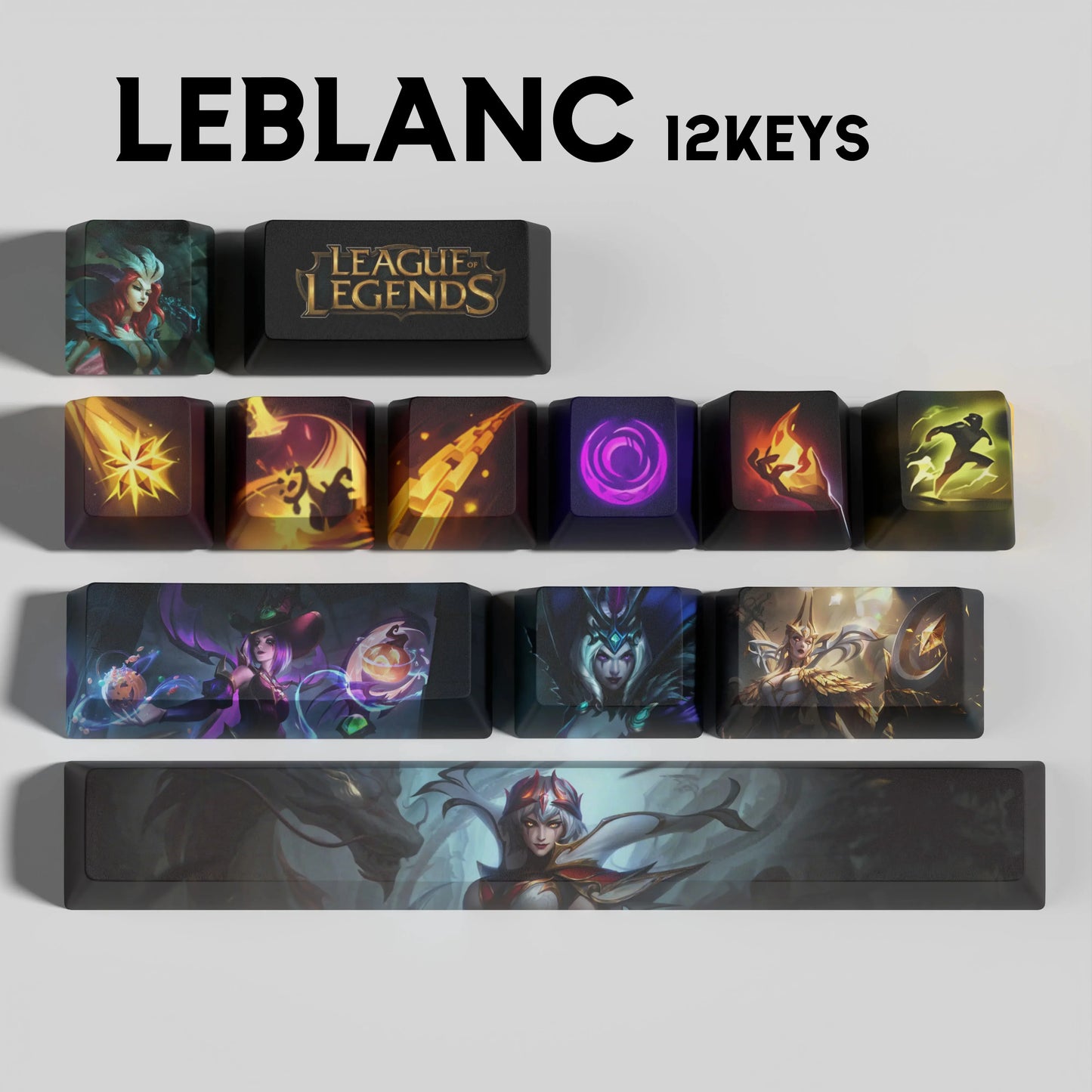 League of Legends LeBlanc Keycaps – Mechanical Keyboard Gaming Keycap Set (30 / 14 / 12 Keys) | PixelCaps