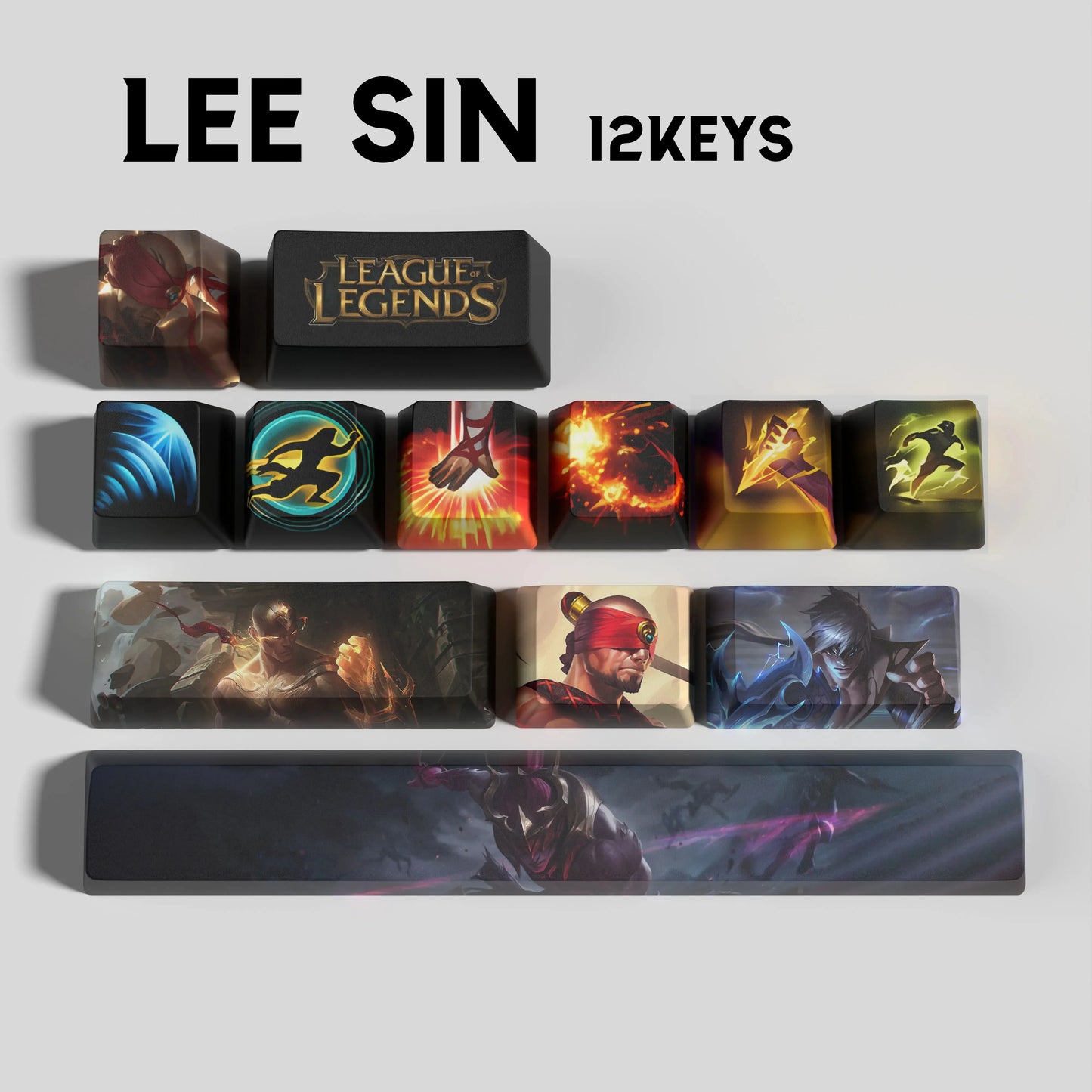 League of Legends Lee Sin Keycaps – Mechanical Keyboard Gaming Keycap Set (30 / 14 / 12 Keys) | PixelCaps