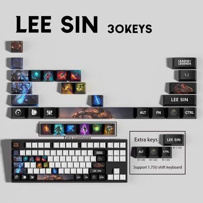 League of Legends Lee Sin Keycaps – Mechanical Keyboard Gaming Keycap Set (30 / 14 / 12 Keys) | PixelCaps