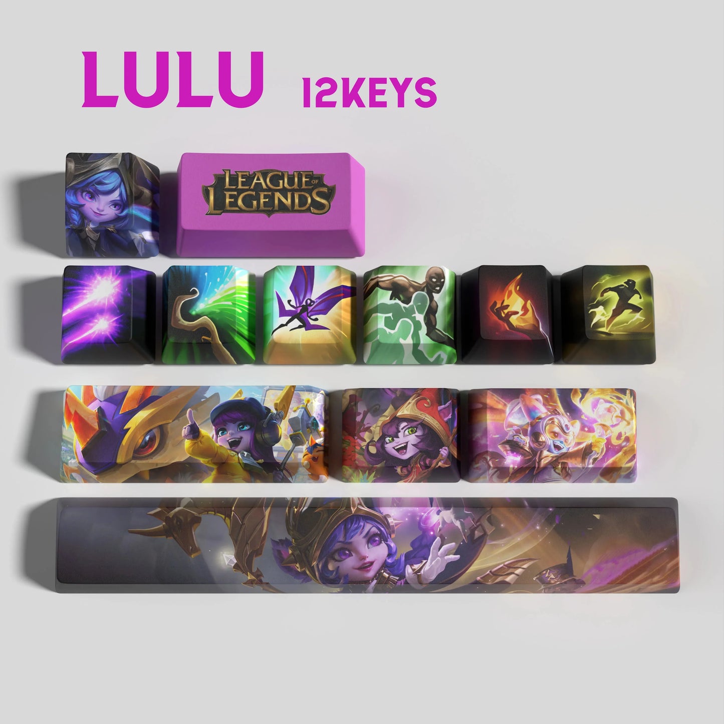 League of Legends Lulu Keycaps – Mechanical Keyboard Gaming Keycap Set (30 / 14 / 12 Keys) | PixelCaps