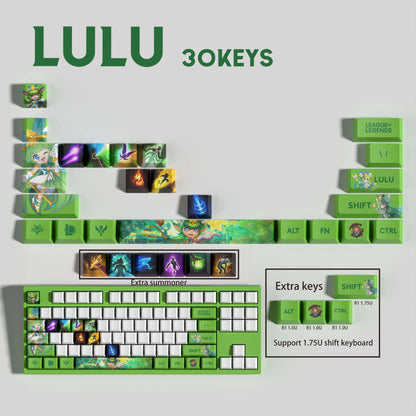 League of Legends Lulu Keycaps – Mechanical Keyboard Gaming Keycap Set (30 / 14 / 12 Keys) | PixelCaps