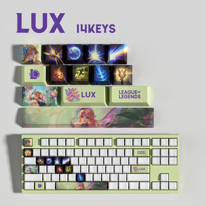 League of Legends Lux Keycaps – Mechanical Keyboard Gaming Keycap Set (30 / 14 / 12 Keys) | PixelCaps