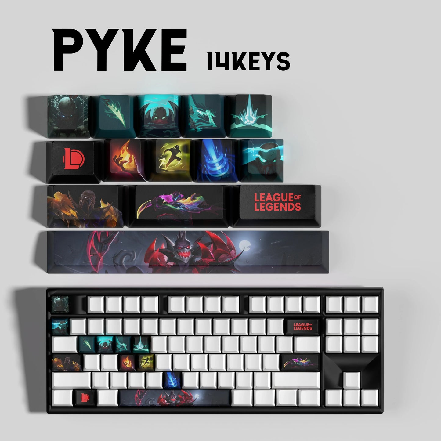 League of Legends Pyke Keycaps – Mechanical Keyboard Gaming Keycap Set (30 / 14 / 12 Keys) | PixelCaps