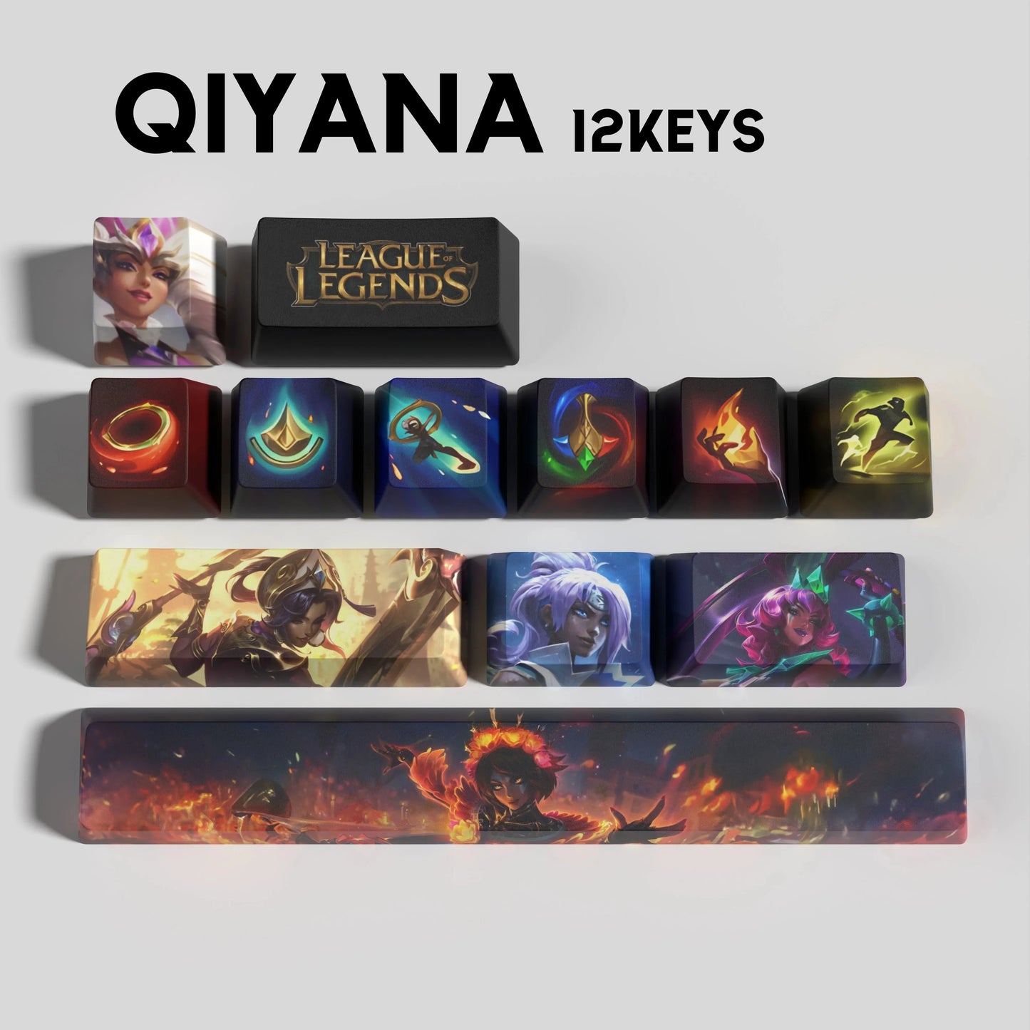 League of Legends Qiyana Keycaps – Mechanical Keyboard Gaming Keycap Set | PixelCaps