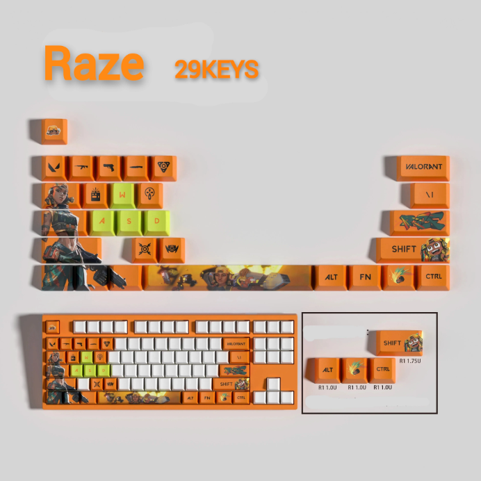 PixelCaps - Raze Keycaps – Limited Edition (29/14 Keys)