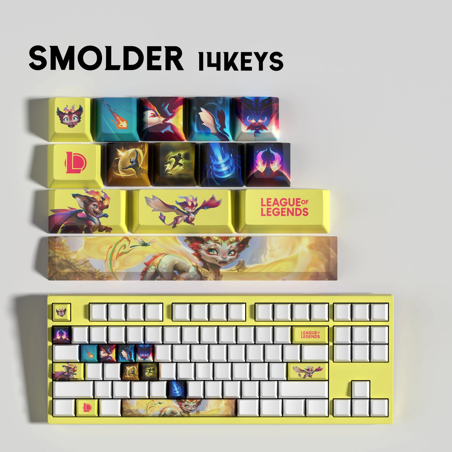 SPECIAL EDITION PixelCaps Smolder KEYCAPS – 30, 14, keys