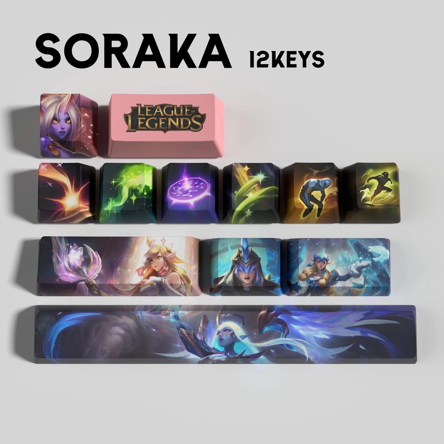 League of Legends Soraka Keycaps – Mechanical Keyboard Gaming Keycap Set (30 / 14 / 12 Keys) | PixelCaps