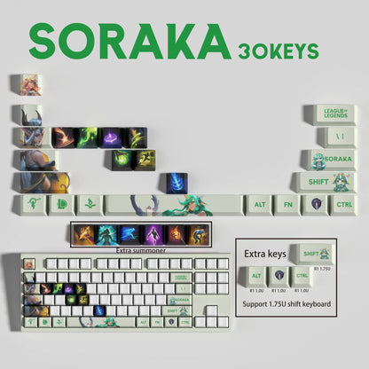 League of Legends Soraka Keycaps – Mechanical Keyboard Gaming Keycap Set (30 / 14 / 12 Keys) | PixelCaps