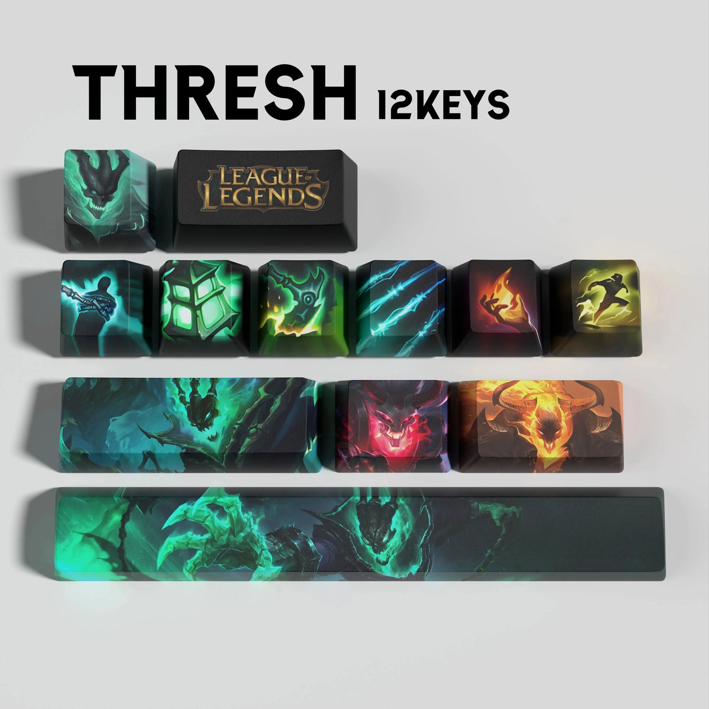 League of Legends Thresh Keycaps – Mechanical Keyboard Gaming Keycap Set (30 / 14 / 12 Keys) | PixelCaps