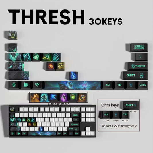 League of Legends Thresh Keycaps – Mechanical Keyboard Gaming Keycap Set (30 / 14 / 12 Keys) | PixelCaps
