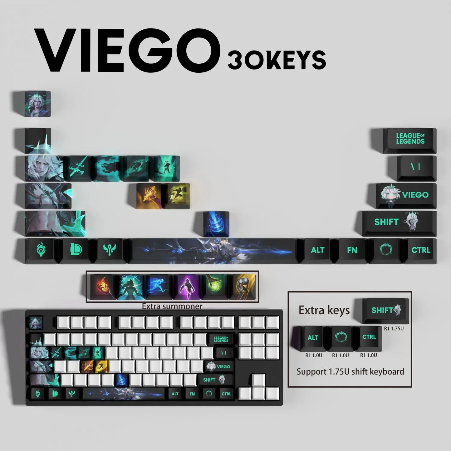 League of Legends Viego Keycaps – Mechanical Keyboard Gaming Keycap Set (30 / 14 / 12 Keys) | PixelCaps