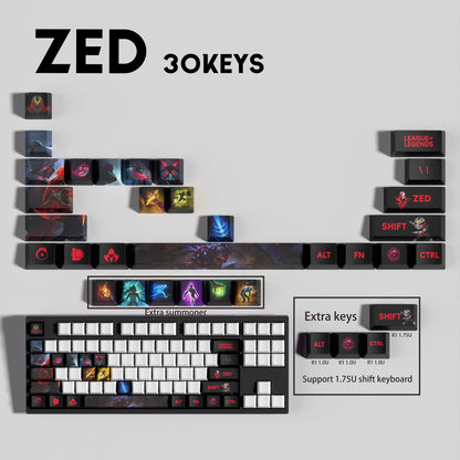 SPECIAL EDITION PixelCaps Zed KEYCAPS – 30, 14, 12 keys